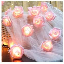 Fantasee LED Pink Rose Flower String Lights Battery Operated for Wedding Home Party Birthday Festival Indoor Outdoor Decorations Large Rose Flower Diameter 6cm (6.6ft 20LED, Pink Rose Warm Lights)