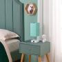 Touch Control Table Lamp,Seealle Teal Aqua Table Lamp with 2 USB Fast Charging Ports,3 Way Dimmable Bedside Nightstand Green Desk Lamp for Bedroom Living Room Office Reading(Bulb Included)