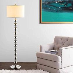 WINGBO 63” Modern Floor Lamp with 11 Stacked Ball Contemporary Silver Metal Standing Lamp for Bedrooms, Living Room, Office, Reading Mercury Silver