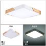 15.75in Square LED Flush Mount Ceiling Light - Ultral-Thin Modern Ceiling Light Fixture, 30W (200W Equivalent) Metal & Wood Edge,2000lm,6500K Bright White Ceiling Lamp for Bathroom,Living Room,White