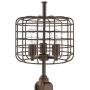 Tremont Rustic Farmhouse Table Lamp Bronze Iron Cage Burlap Fabric Drum Shade 3-Light for Living Room Bedroom Bedside Nightstand Office Family - Franklin Iron Works