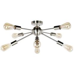 JHLBYL Sputnik Chandelier 8-Light Silver Modern Chandelier Fixture Classic Mid Century Semi Flush Mount Ceiling Light for Bedroom Living Room Dining Room Foyers