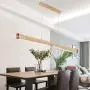Modern LED Wooden Chandelier Dining Room Dimmable Remote Control Brightness Adjustable Pendant Lights Half Flush Mount Ceiling Hanging Lamp Fixture for Bedroom Livingroom Hanging Island Lighting 20W