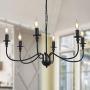 6 Lights Black Chandelier ,Wrought Iron Farmhouse Chandelier Candle Rustic Hanging Pendant Light Fixtures for Dining Room,Bedroom, Kitchen, Bathroom,Living Room,Breakfast Nook