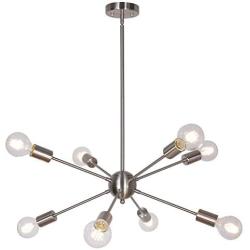 8-Light Modern Sputnik Pendant Light Brushed Nickel Mid Century Chandelier Semi Flush Mount Ceiling Light for Foyer Bedroom Dining Room UL Listed by MELUCEE