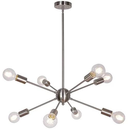 8-Light Modern Sputnik Pendant Light Brushed Nickel Mid Century Chandelier Semi Flush Mount Ceiling Light for Foyer Bedroom Dining Room UL Listed by MELUCEE