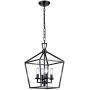 HUESLITE Farmhouse Chandelier, Vintage Foyer Lantern, 4 Light Pendant Light for Kitchen Island (Black)