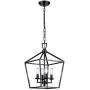 HUESLITE Farmhouse Chandelier, Vintage Foyer Lantern, 4 Light Pendant Light for Kitchen Island (Black)