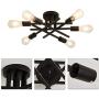 Modern 6 Lights Chandelier， Semi Flush Mount Ceiling Light Fixture Black ， Metal Ceiling lamp for Living Room Bedroom Farmhouse Dining Room