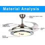 Shueriu Ceiling Fan Light with Remote Control Retractable Invisible Blades - 42 LED Integration Three-Color Light Retractable Crystal Ceiling Fans for Bedroom Dining/Living Room/Villa Yard