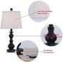 HiiARug 22'' Table Lamps Set of 2, Bedside Lamp with Beige Fabric Shade, Modern Desk Lamp Black Resin Table Lamp for Bedroom, Living Room, Office, Study Room,Cafe (GV5483, 2-Pack)