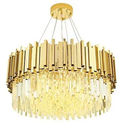 BAYCHEER Crystal Chandelier Round Hanging Lamps 8 Lights Pendant Light Fixture Elegant Ceiling Light Fixture for Dinner Room, Bathroom Bedroom 23.5inch in Brass BAYCHEER Crystal Chandelier Round Hanging Lamps 8 Lights Pendant Light Fixture Elegant Ceiling Light Fixture for Dinner Room, Bathroom Bedroom 23.5inch in Brass
