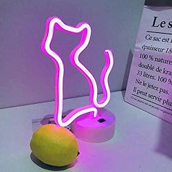 DANIDEER Led Neon Sign Art Decorative Lights Table Decoration Neon Lamp with Base for Kids boy and Girl Bedroom Unique Gift for Any Occasion (Cat with Base)