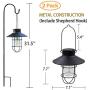 2 Pack EKQ ROJOY Hanging Solar Lights Lantern Lamp with Shepherd Hook, Metal Waterproof Edison Bulb Lights for Garden Outdoor Pathway (Black)