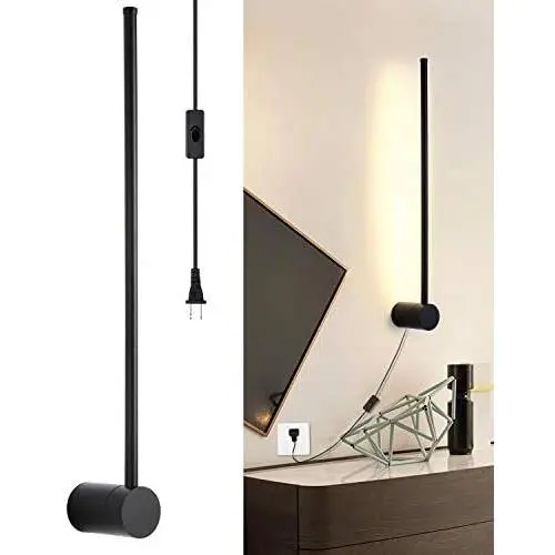 Ditoon Modern Wall Sconce Plug in LED Matte Black Wall Lamp with Plug in Cord On/Off Switch 21 5/8 inches lamp for Bedroom Nightstands (1-Pack) Ditoon Modern Wall Sconce Plug in LED Matte Black Wall Lamp with Plug in Cord On/Off Switch 21 5/8 inches lamp for Bedroom Nightstands (1-Pack)