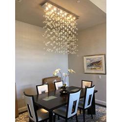 Moooni Modern Rectangular Bubble Chandelier Lighting Pendent Ceiling Light Fixture Glass Bubble Chandelier Lighting for Dining Rooms Living Rooms Staircase L55'' x W11.8'' x H47''
