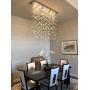 Moooni Modern Rectangular Bubble Chandelier Lighting Pendent Ceiling Light Fixture Glass Bubble Chandelier Lighting for Dining Rooms Living Rooms Staircase L55'' x W11.8'' x H47''