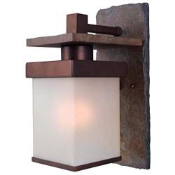 Kenroy Home 70281COP Rustic Boulder Outdoor Wall Light, 1 Small Lantern, Natural Slate with Copper Finish