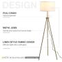 HOMCOM 59.75'' Floor Lamp Standing Lamp Fabric Lampshade E26 Lamp Holder Steel Tripod Living Room, Gold