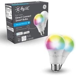 C by GE Full Color Direct Connect Smart LED Bulbs (2 A19 Color Changing Light Bulbs), 60W Replacement, 2-Pack, Bluetooth/Wi-Fi Light Bulb, Smart Light Bulb Works with Alexa + Google Home Without Hub