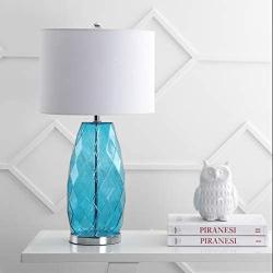 JONATHAN Y JYL4009B Juliette 26.5'' Glass/Metal LED Lamp Contemporary,Transitional,Coastal for Bedroom, Living Room, Office, College Dorm, Coffee Table, Bookcase, Moroccan Blue