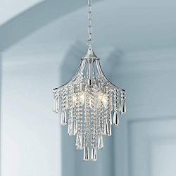 Isabella Chrome Pendant Chandelier 16'' Wide Crystal 5-Light Fixture for Dining Room House Foyer Kitchen Island Entryway Bedroom Living Room - Vienna Full Spectrum