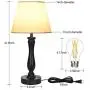 Touch Control Table Lamp Dimmable Bedside Lamp with USB Charging Port, Boncoo Nightstand Lamp Resin Table Lamp with A19 LED Bulb, Modern Desk Lamp Simple Night Light for Living Room Bedroom Guest Room