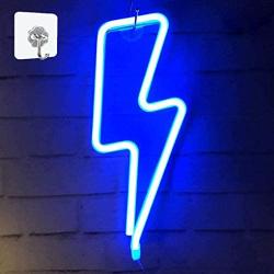 XIYUNTE Blue Neon Light Lightning Bolt Led Neon Sign Wall Light Battery and USB Operated Neon Lights Blue Lightning Neon Signs Light up for The Home,Kids Room,Bar,Party,Christmas,Wedding