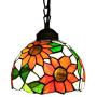 LITFAD Elegant Tiffany Style Pendant Light with Oversize Sunflower Pattern One-Light LED Ceiling Hanging Pendant Lamp Chandelier for Kitchen Island Dining Room Restaurant - B