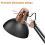 LEPOWER Metal Desk Lamp, Adjustable Goose Neck Architect Table Lamp with On/Off Switch, Swing Arm Desk Lamp with Clamp, Eye-Caring Reading Lamp for Bedroom, Study Room &Office (Sandy Black)
