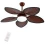 52'' Palm Island Bali Ceiling Fan, Outdoor Ceiling Fan Remote Control with 5 Oil Brushed Bronze Palm Leaf, Farmhouse Ceiling Fan for Living Room/Dining Room/Hall (42 Inch Tropical Outdoor Ceiling Fan)