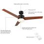 CO-Z 52 Inch Ceiling Fan Light Old Bronze Finish with 3 Fan Blades, Include 15W LED and Remote Control