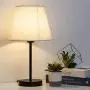 HAITRAL Bedside Table Lamp Set of 2 - Small Modern Table Lamp with Fabric Shade and Black Metal Base, Nightstand Lamps for Bedroom, Dorm,Living Room, Office