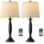 Oneach Modern Table Lamp USB Table Lamps Set of 2 for Living Room 26.75” with USB Charging Port Bedside Lamp Fabric Drum Shade Accent Lamp Light for Bedroom Black Oneach Modern Table Lamp USB Table Lamps Set of 2 for Living Room 26.75” with USB Charging Port Bedside Lamp Fabric Drum Shade Accent Lamp Light for Bedroom Black