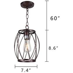 Infront 1 Light Hanging Lights Farmhouse Chandelier Modern Pendant Kitchen Lighting Oil Rubbed Bronze Finish Dining Room Lighting Fixtures Hanging Lamp Semi Flush Mount Ceiling Lights