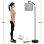 Floor Lamp for Living Room, Modern Standing Lamp with Grey Color Fabric Lampshade for Bedroom, Office, Hotel ,Study Room, Tall lamp with Foot Switch & Standard E26 Bulb Base