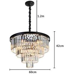 Harbin-Star 4-Tier Crystal Ceiling Lights, 60CM Modern Contemporary 9 Lights Chandeliers Pendant Light Hanging Lamp for Dining Room Living Room Bedroom USA Stock (Black)