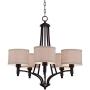 La Pointe Works Oil Rubbed Bronze Chandelier 26'' Wide Arched Arms Oatmeal Linen Shades 5-Light Fixture for Dining Room House Foyer Kitchen Island Entryway Bedroom Living Room - Franklin Iron Works