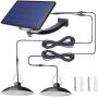 Solar Pendant Light with Dual Head Hanging Shed ,Kyson 32 LED Outdoor Security Lights Auto ON Off for Porch Garage Storage Room Use