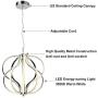 Emliviar Modern LED Chandelier Light Fixture, 30W Pendant Light for Dining Room, Chrome Finish, JE202-LED BN