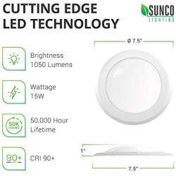 Sunco Lighting 6 Pack 5 Inch / 6 Inch Flush Mount Disk LED Downlight, 15W=100W, 2700K Soft White, 1050LM, Dimmable, Hardwire 4/6'' Junction Box, Recessed Retrofit Ceiling Fixture