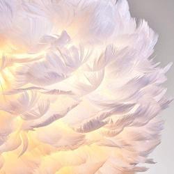 Maxax White Feather Chandelier Pendant Light Fixture with 3 Lights for Bedroom Kitchen Restaurant Living Room