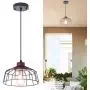 Farmhouse Wire Cage Pendant Light Black Caged Pendant Light Fixture for Kitchen Island Coastal Metal Hanging Light Rustic Wood Final for Christmas Gift,Hallway,Dining Room,Balcony,Garage,Basement