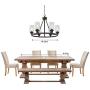 MELUCEE 6-Light Glass Chandelier Farmhouse Lighting, Kitchen Island Lighting Dining Room Light Fixtures Hanging Glass Pendant Light Oil Rubbed Bronze Finished UL Listed