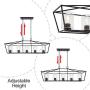 BONLICHT 5 Light Rectangle Farmhouse Chandelier Matte Black Finish with Cylinder Clear Glass Shade Metal Hanging Kitchen Island Pendant Lighting Ceiling Fixture for Dining Room Entryway Living Room