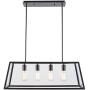 Light Society Morley 4-Light Kitchen Island Pendant, Matte Black Shade with Clear Glass Panels, Modern Industrial Chandelier (LS-C104)