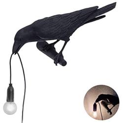 Crow Table lamp，Artificial Bird Shaped Table Lamp，Bird Wall Lamp Light LED Table Lamps，Desk Lamp Night Light for Adults Kids for Bedrooms, Living Rooms, Office Decoration (Black-A)
