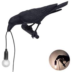 Crow Table lamp，Artificial Bird Shaped Table Lamp，Bird Wall Lamp Light LED Table Lamps，Desk Lamp Night Light for Adults Kids for Bedrooms, Living Rooms, Office Decoration (Black-A)