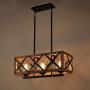 Eumyviv C0029 3-Lights Rectangle Wood Metal Pendant Lamp Light Fixture with Bubble Glass Shade Black Finished Retro Rustic Vintage Industrial Edison Ceiling Lamp Linear Chandeliers