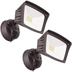 LEONLITE Dusk-to-Dawn LED Outdoor Flood Light (Photocell Included), 3400lm Ultra-Bright Waterproof Security Floodlight, 28W (220W Eqv.), ETL-Listed for Yard Porch, 3000K Warm White, Pack of 2